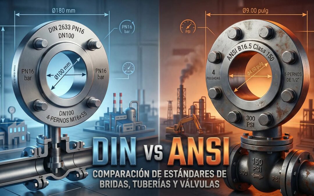 Diferencias entre normas DIN y ANSI en tuberías, bridas y válvulas